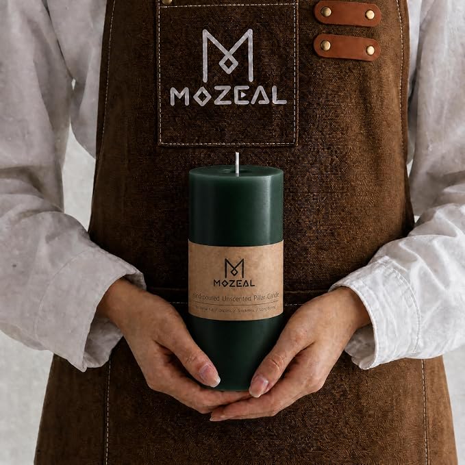MOZEAL 3" x 6" Hand-Poured Unscented Candle, Dripless Pillar Candle Set of 3 - Image 2
