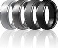ThunderFit Silicone Rings for Men - 7 Rings / 4 Rings / 1 Ring Step Edge Rubber Wedding Bands 10mm Wide - 2.5mm Thick