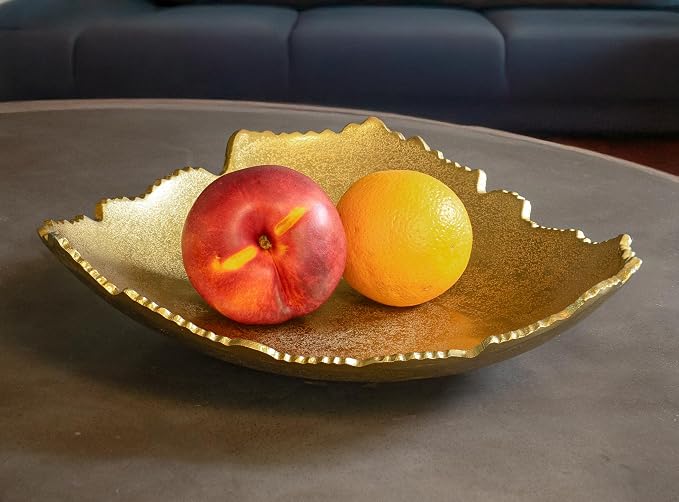 Red Co. 12” Decorative Antique Golden Allure Torn Metal Centerpiece Bowl - Image 3