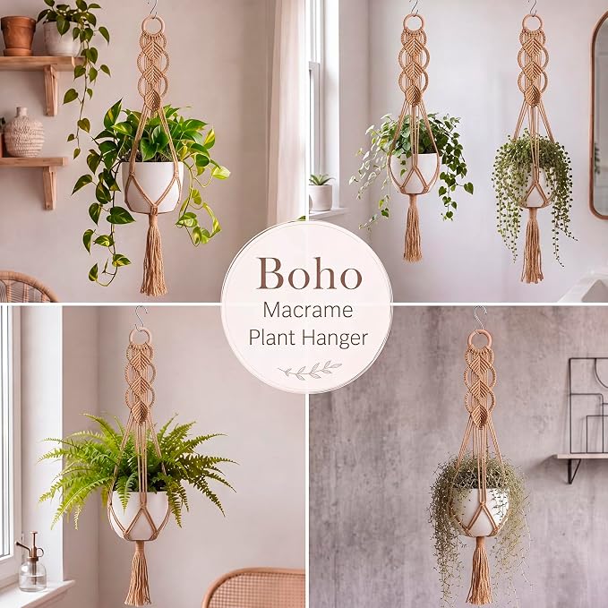 Shappy 1 Pack Boho Macrame Plant Hanger - Image 6