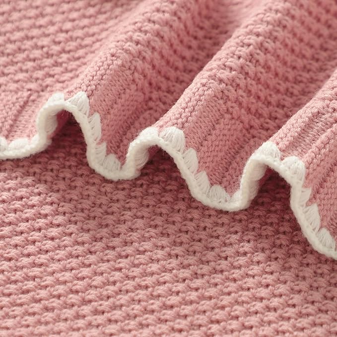 Neiwech Baby Blanket Knit Cozy Soft Lightweight Crib Stroller Nursery Receiving Swaddling Blankets for Newborn Infants Boys Girls Pink 30x40 Inch