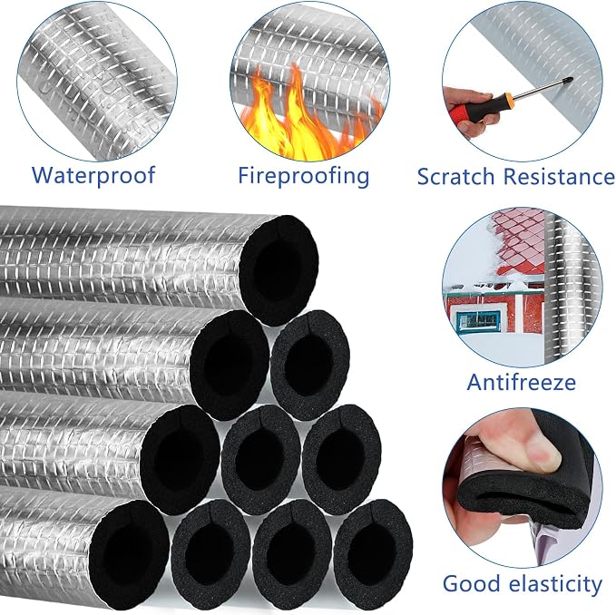 20 Pcs Pipe Insulation Foam Tube Self Adhesive Insulation Foam Wrap | 1.3Ft x - Image 3