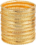 16Pcs Gold Bangle Bracelets for Women - Multi Layer Stackable Textured Bracelets Boho Jewelrys Set.