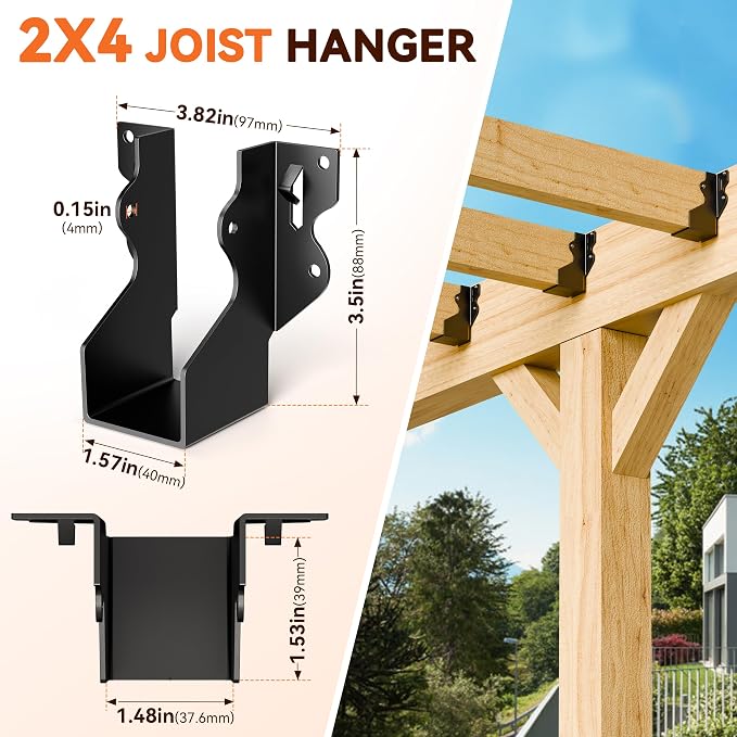 50 Pcs Black 2x4 Joist Hanger, LU24 18 Gauge Double Shear Face Mount Joist - Image 3