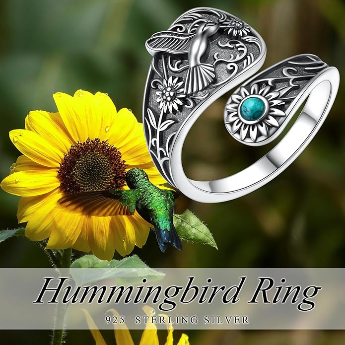 Hamsa Hand of Fatima Lotus Evil Eye/Love Heart/Butterfly/Rose Spoon Adjustable Open Rings 925 Sterling Silver Statement Ring Jewelry Gifts for Women