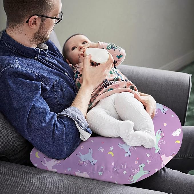 Little Grape Land Nursing Pillow for Infants, Breastfeeding Pillows, Baby Support Pillow for Nursing, Bottle Feeding, Tummy Time with Machine Washable Cover & Breathable Filling (Unicorn)