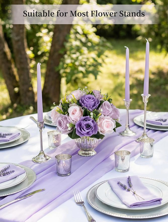 BLOSMON Purple Pink Fake Flowers: 2 Pcs Artificial Flower Balls Centerpiece | - Image 3