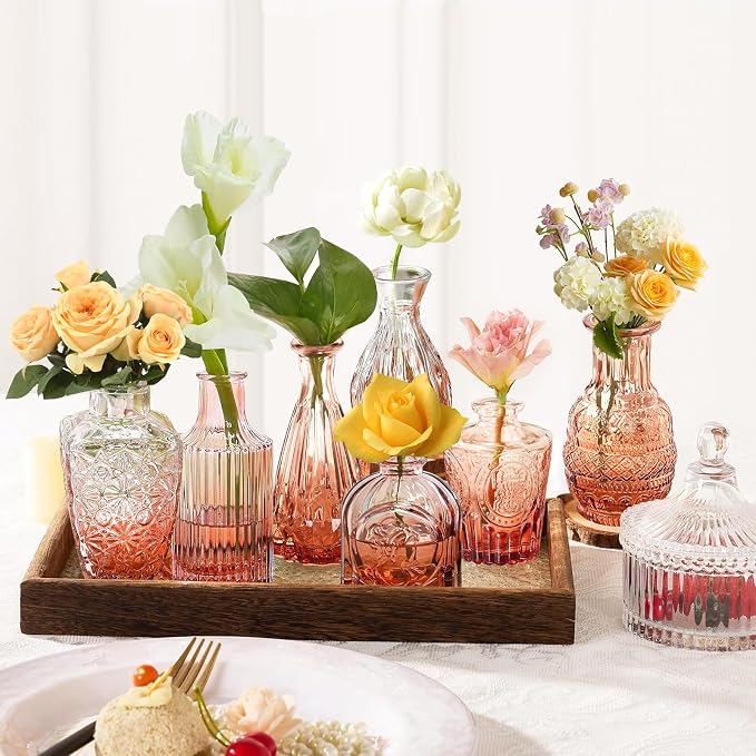 Amber Glass Bud Vase Set, Mini Single Vintage Design - Image 6