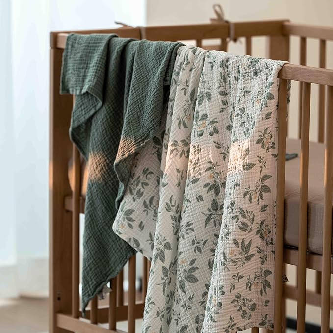 GLLQUEN BABY Muslin Swaddle Blankets,3-Pack Receiving Blanket for Newborn Boys and Girls,Baby Swaddle Blanket Unisex,Osmanthus Fragrance,Baby Essentials, Registry & Gift, 40 x 38 inches