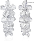 18K Gold Plated Large Chunky Flower Statement Earrings for Women by SNGIA, Summer Beach Floral Handmade Drop Jewelry, Maximalist Wedding Date Birthday Gift, Bold Exaggerated Textured Dangle Trendy Ribbed Jewelry, 18K Gold Plated Chandelier Fashion Acce...