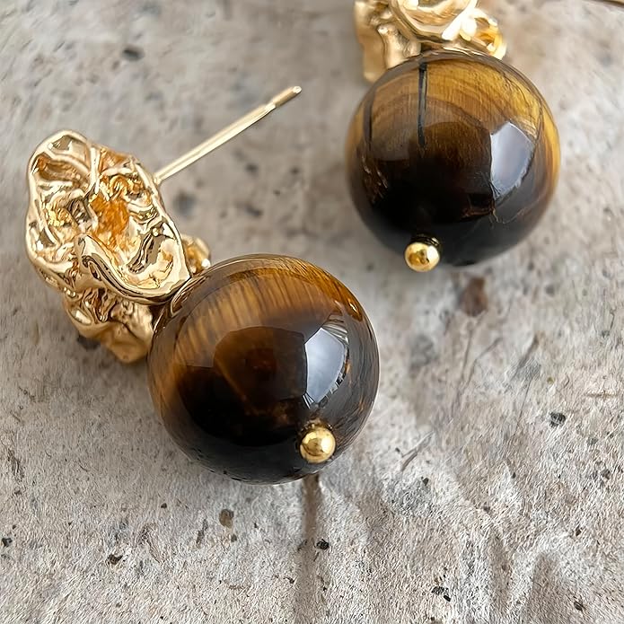 Hupplle Handmade Vintage Boho Dangle Earrings with Natural Stone Crystal Pearl Lightweight Hypoallergenic Elegant Jewelry Gifts for Women