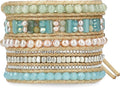 Bracelet for Women – Handmade Vegan Boho Natural Stone Layered Bracelet, Thailand Bohemian Stackable Beaded Wrap Bracelets, Summer Hippie Bracelet Stack, Fashion Jewelry Gifts