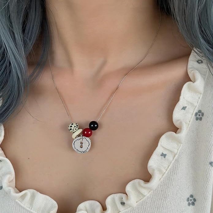 Snake Butterfly Necklace for Women Y2k Irregular Round Bead Pendant Women's Jewelry