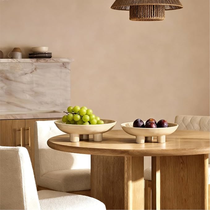 Three-Leg Ceramic Fruit Bowl, 12 Inch Oval Serving Dish - Image 3