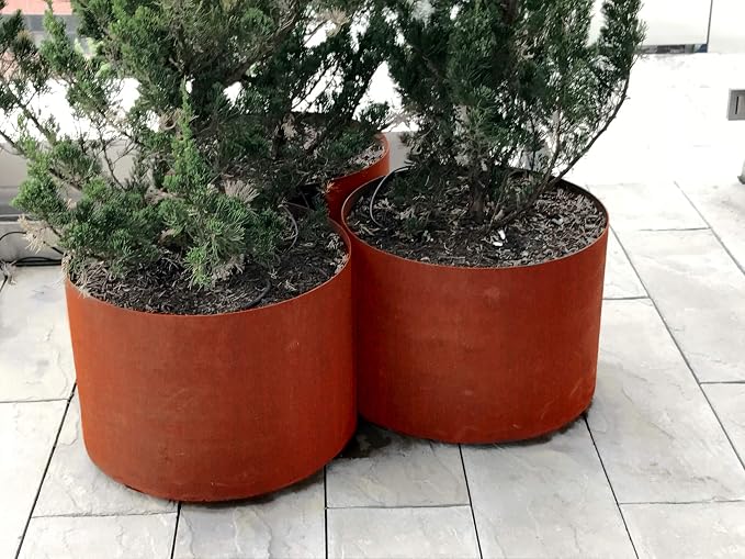 Large Round Planters for Outdoor Plants | 24 Inch Corten Steel Planter for - Image 2