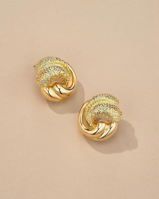 SNGIA18K Gold Plated Dangle Textured Ribbed Irregular Large Leaf Statement Earrings for Women by SNGIA, Handmade Dramatic Geometric Trendy Summer Drop Leaf Flower Jewelry Gifts, Bold Beachy Vintage Plant Fashion Drop Accessories, Vintage Nickle Free Fl...