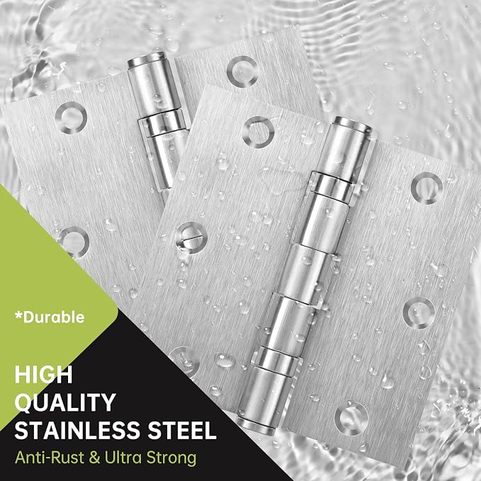 6 Pack Door Hinges 3 x 3 Inches, Heavy Duty Stainless Steel Ball Bearing Hinges - Image 5