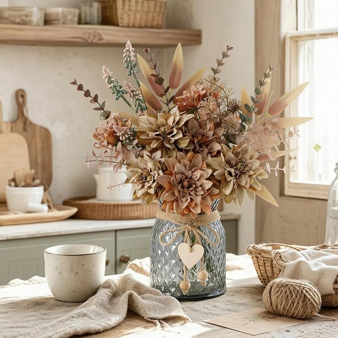 Faux Flowers in Vase, Silk Artificial Flower Arrangements, Rustic Flower - Image 8