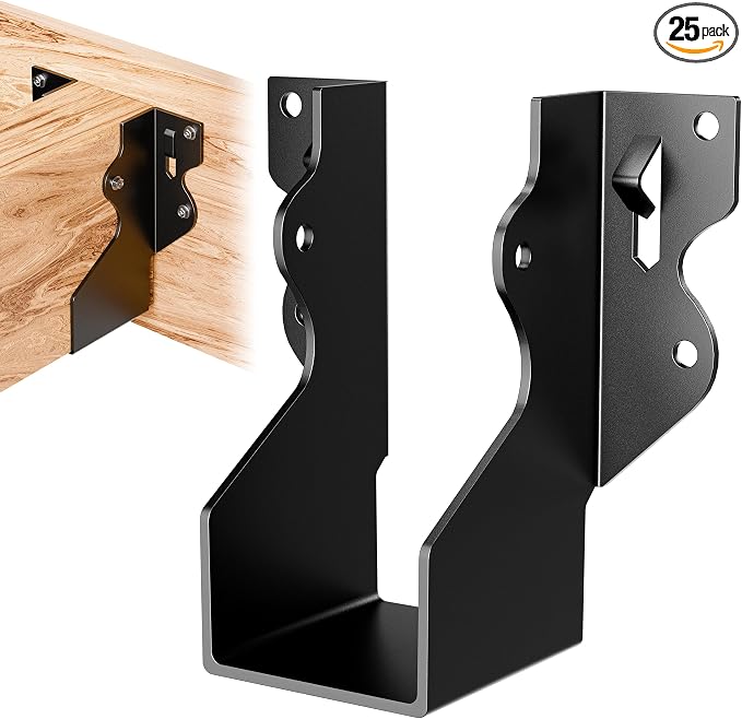 50 Pcs 2x4 Joist Hangers Black, 18 Gauge Face Mount Joist Hangers 2x4 Deck by Herbert-fty