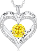 LOUISA SECRET Love Heart Birthstone Necklaces for Women, Birthday Gift for Girlfriend, Anniversary Jewelry Gift for Wife Her, 925 Sterling Silver Women Pendant Necklace, Mother's Day Christams Gift