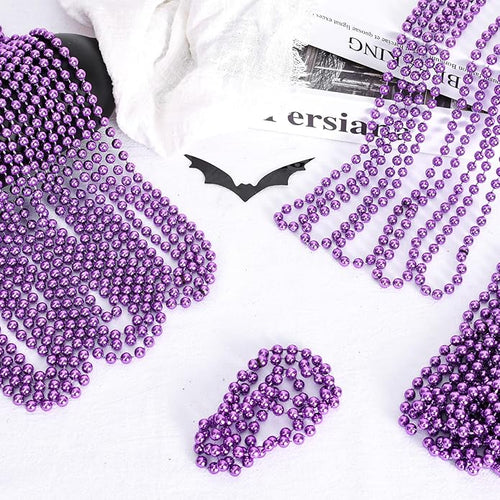 144 Pcs Mardi Gras Beads Bulk, 33 Inch 7mm Carnival Beaded Necklaces Decorations For Mardi Gras Festivals, Mardi Gras Parades, Night Club Dress-up Events Party Costume