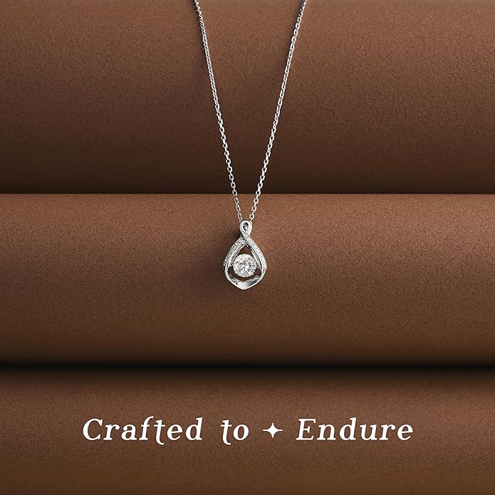 ARINZA Moissanite Necklace for Women, 1 Ct 925 Sterling Silver Dancing Diamond Pendant, 18+2 Inch Chain, Valentine’s Day Christmas Gift for Her, Wife, Mom, Anniversary, Birthday