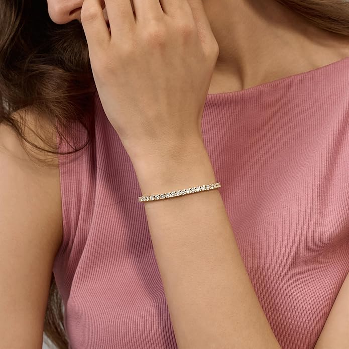 14K Gold Filled Tennis Bracelet for Women-3mm,4mm 5mm CZ Stone Classic Gold Bracelet for Women, Valentines, Mothers, Christmas Jewelry Gift for Women