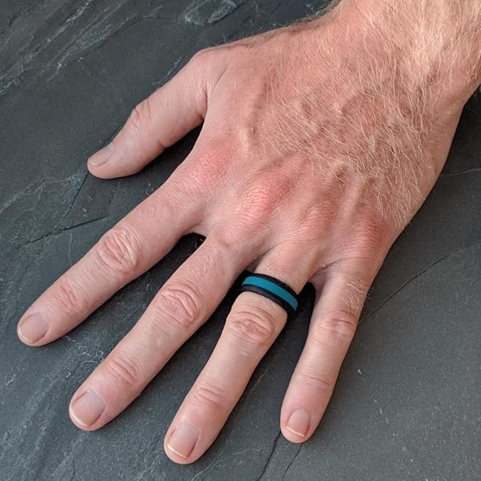 Knot Theory Striped Silicone Ring for Men and Women – Black, Grey, Red, Blue, Orange, Yellow, Purple