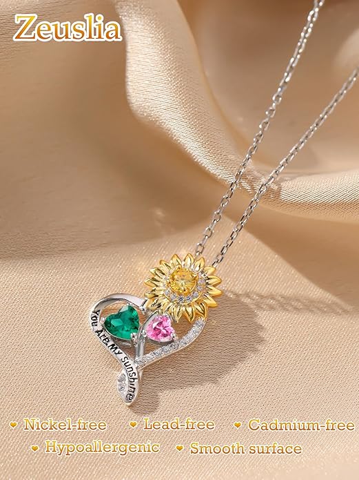 Valentine's Day Gifts for Wife 925 Sterling Silver Double Birthstone Pendant Necklaces I Love You for Always and Forever Necklace Anniversary Birthday Gifts for Wife Girlfriend Mom Her