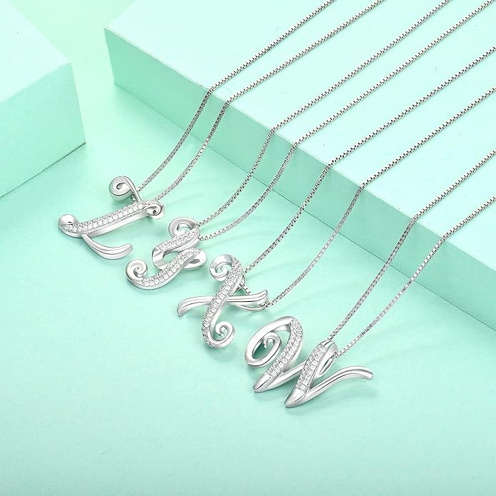 STARCHENIE Initial Necklace for Women 925 Sterling Silver Letter A-Z Pendant 26 Alphabet Jewelry