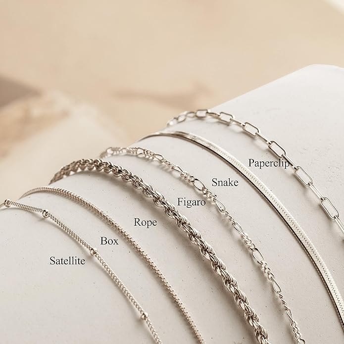DEARMAY Dainty Silver Plated Bracelets for Women Trendy, Silver Jewelry Set for Women Bracelets for Women Paperclip Box Herringbone Figaro Rope Chain Bracelet Fashion Pack Gifts for Women