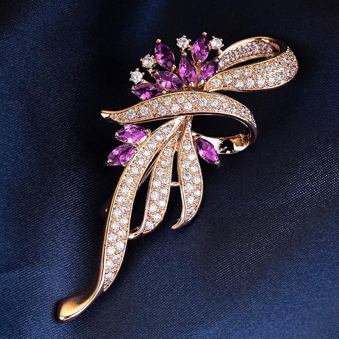 Created Crystal Brooch Fancy Vintage Style Flower Brooch Pin for Women, girls, ladies with Blue/Purple Created Crystal | Vintage Fashion | Brooches and Pins for Women | Ladies Jewelry