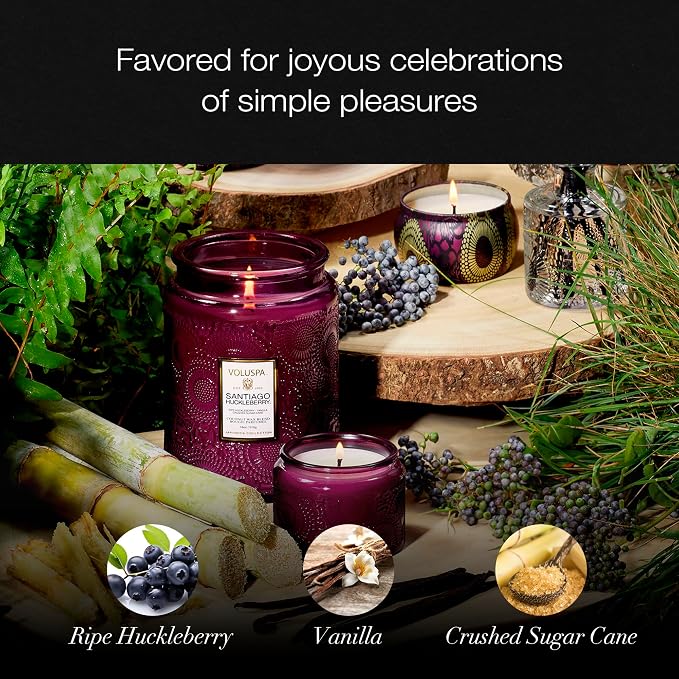 Voluspa Santiago Huckleberry Large Scented Candle Jar 18 Oz, 100 Hr Burn | - Image 3