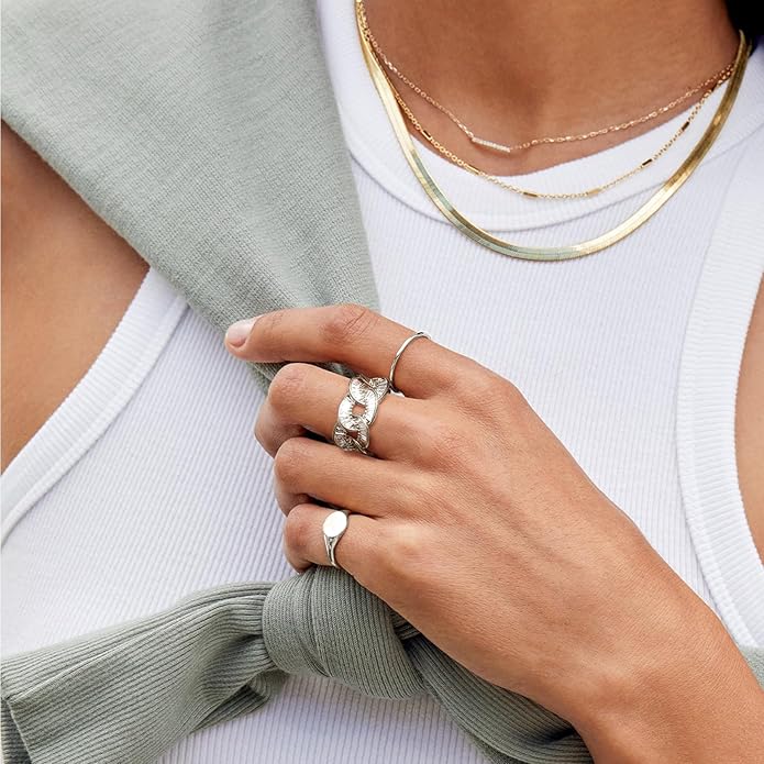 KissYan Gold Rings for Women, 14K Gold Plated Adjustable Statement Irregular Geometric Diamond Twisted Open Stackable Band Chunky Finger Rings Dainty Cubic Zirconia Jewelry Gifts