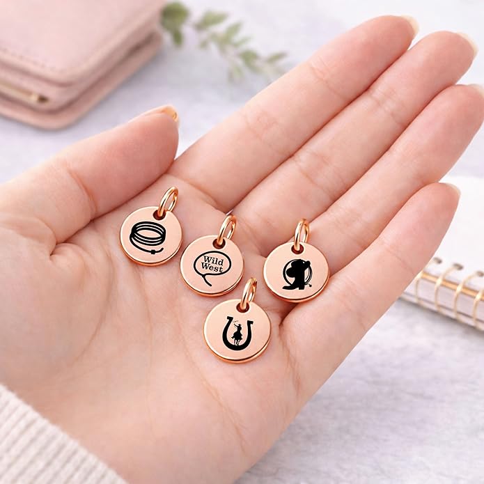 SM Design Western Charm Set of 4 – Stainless Steel Western Charms for Bracelets & Necklaces – Cowgirl, Ranch & Country Style Jewelry Charms – Western Gift for Women & Moms
