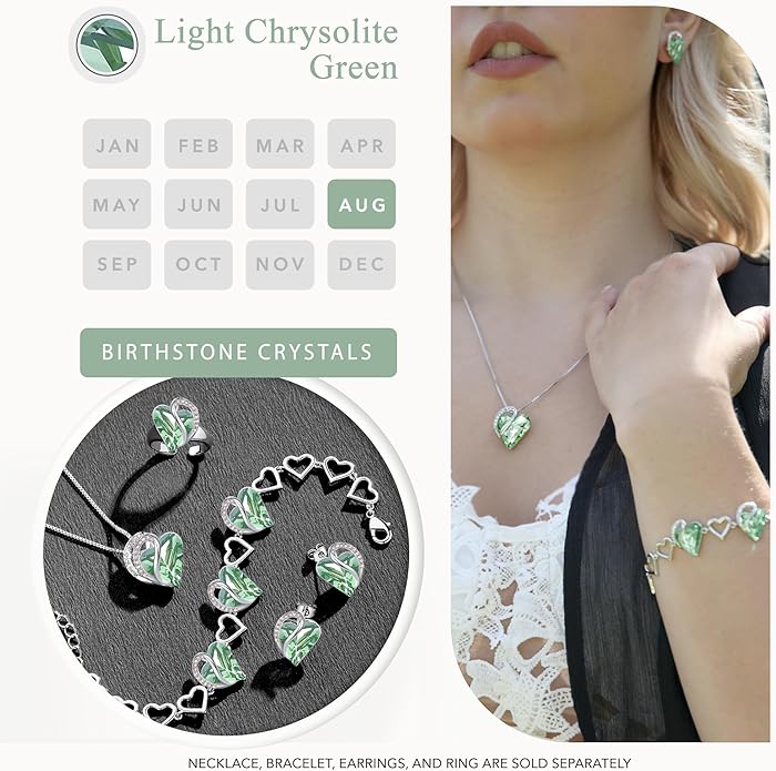 Leafael Infinity love Heart Birthstone Stud Earrings for Women, Valentine's Day Gifts for Mom, Wife, and Her, Silver Plated Birthday Jewelry