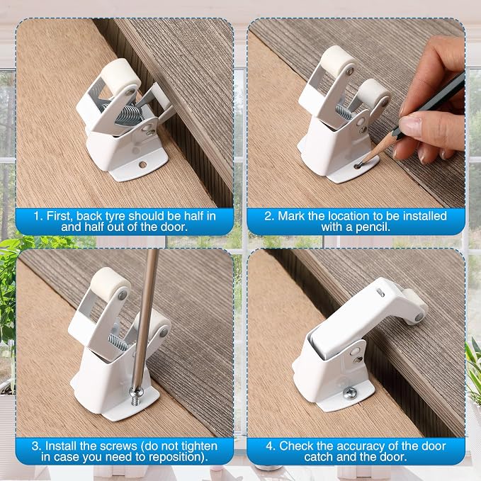 Dreyoo 4 Pack Screen and Storm Door Catch, 1-3/4 x 1-5/8 in, Zinc Plated - Image 5