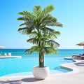 6FT Tall Triple Golden Cane Palm Tree in Black Cement Pot | Large Faux Plants by FloraFairy-StylishArtificialPlantsandPlanter