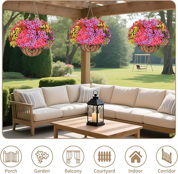 Artificial Hanging Flower for Outdoors | Fake Hanging Basket for Outside - Image 5