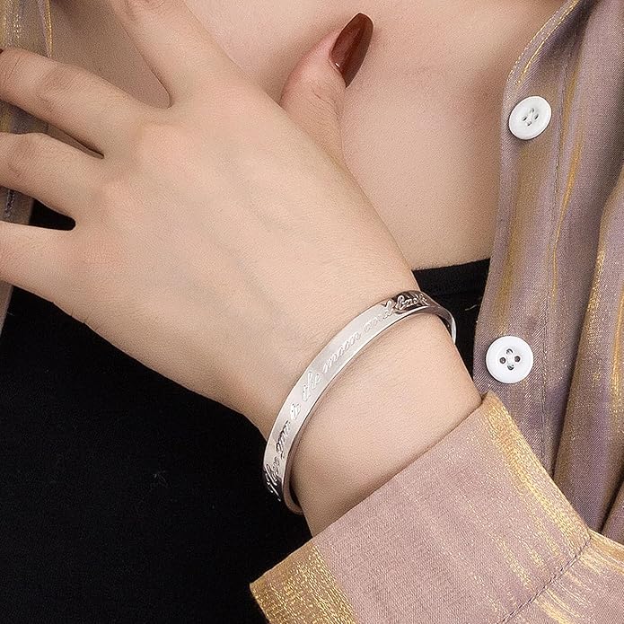 Dankadi Men & Women 925 Sterling Silver Bangle-Engravable Adjustable Cuff Bracelet -8MM/10MM Couple Bracelet- Unisex Jewelry For Him/Her Gift