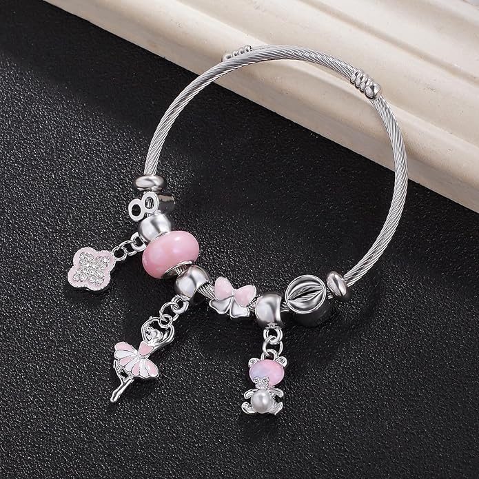 Charm Bracelets for Girls Cute Cartoon Friendship Bracelets Adjustable Bangle Gifts for Girls DIY Jewelry