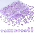 LAIDANLA 800PCS Glass Beads Purple Color Crystal Beads Assorted Crystal Beads with Container Box for DIY Necklace Bracelet Earring Jewelry Making