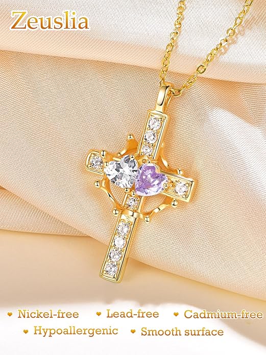 Valentine's Day Gifts for Wife 925 Sterling Silver Double Birthstone Pendant Necklaces I Love You for Always and Forever Necklace Anniversary Birthday Gifts for Wife Girlfriend Mom Her