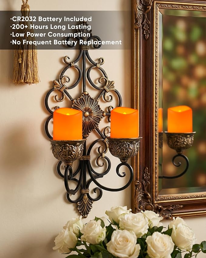 Homemory 12 Pack Orange Flameless Flickering LED Votive Tealights Candles | - Image 3