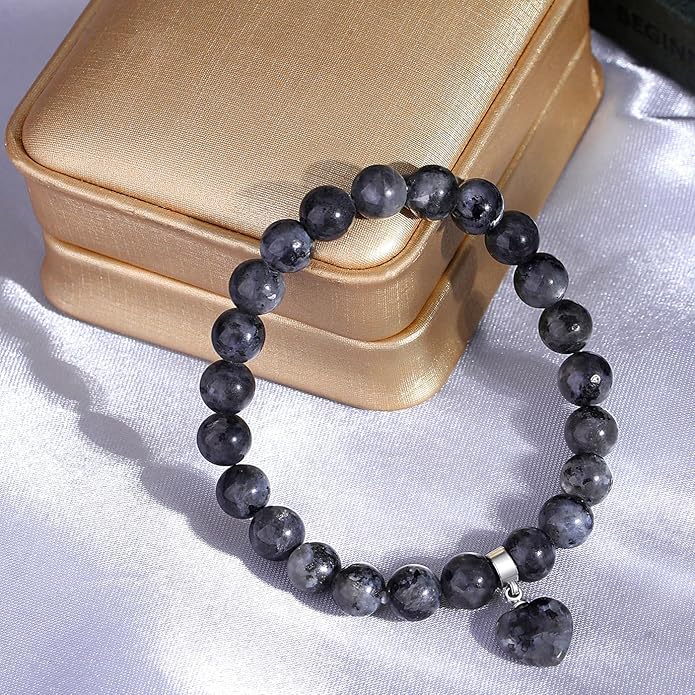 MAIBAOTA Healing Crystal Bracelet for Women, 8 mm Natural Gemstone Beaded Bracelet, Love Heart Bracelet Jewelry Gifts for Birthday Mothers Day Valentine's Day Anniversary
