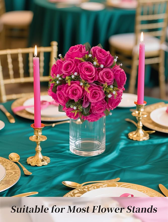 BLOSMON Pink Roses Artificial Flowers: 6 Pcs Fake Flower Balls Table Decor | - Image 4