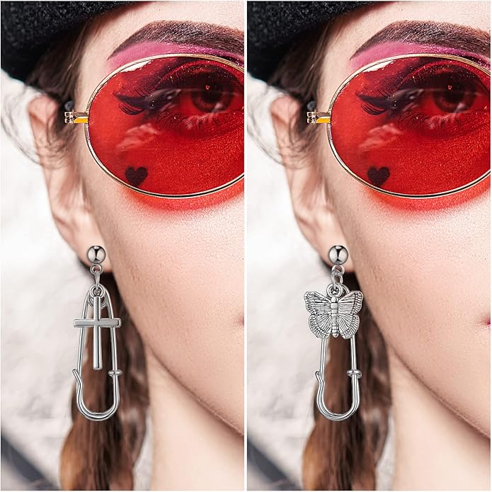 Yinkin 40 Pairs Goth Earrings Set Grunge Punk Rock Dangle Earring Gothic Y2k Jewelry Bat Cross Snake Skull Earrings for Women