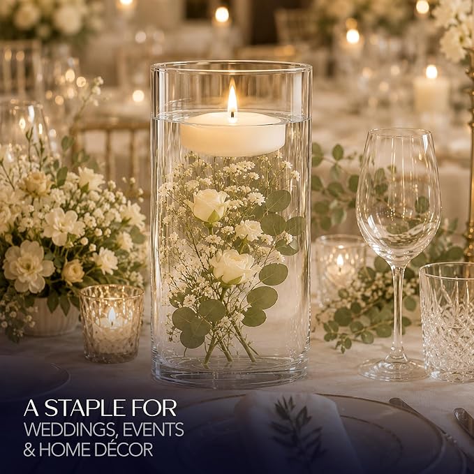 Royal Imports Glass Cylinder Flower Vase 10" Tall, Floating & Votive Candle - Image 6