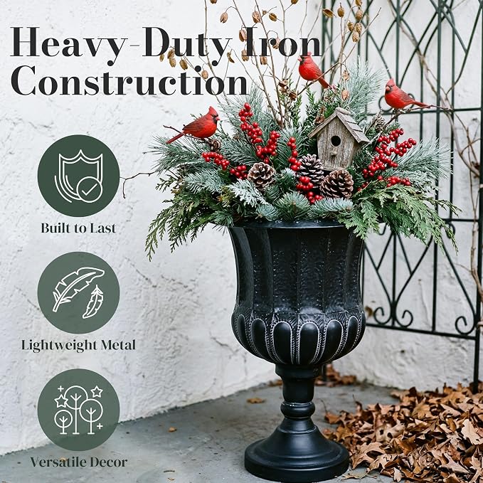 Worth Garden 25" H. Metal Urn Planters 2-Pack - Image 2