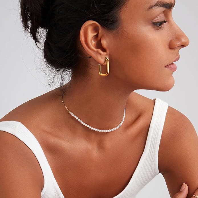 THUNARAZ 9 Pairs Clip on Earrings for Women 14K Gold Plated Chunky Hoop Clips Earring Trendy Clip on Hoop Earrings for Women Non-Pierced Fake Jewelry